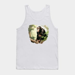 Cute Chimpanzee In Jungle Tank Top